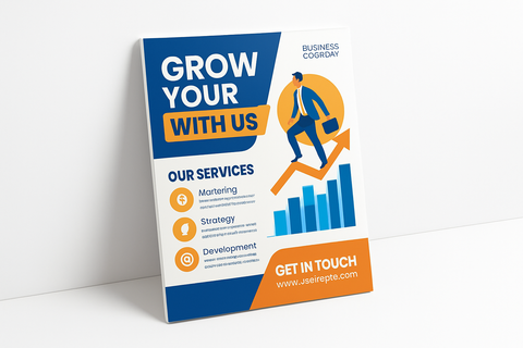 Mounted poster for trade show applications with a white background