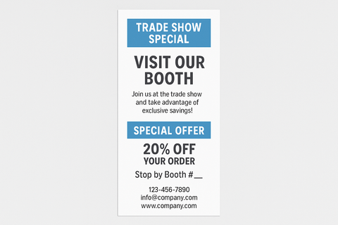 No generic text, make it clear its for a trade show