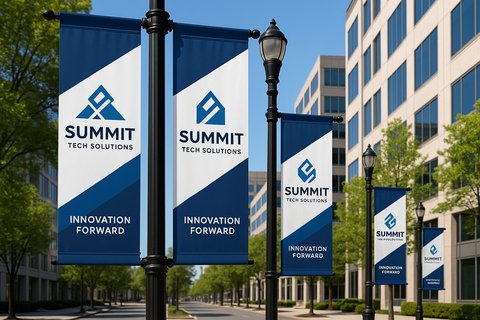 Pole Banners branded with a random company outside