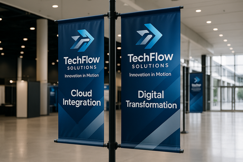 Pole Banners for a tradeshow (branded with a random company and not generic)