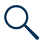 an icon of a magnifying glass that is dark blue sequence