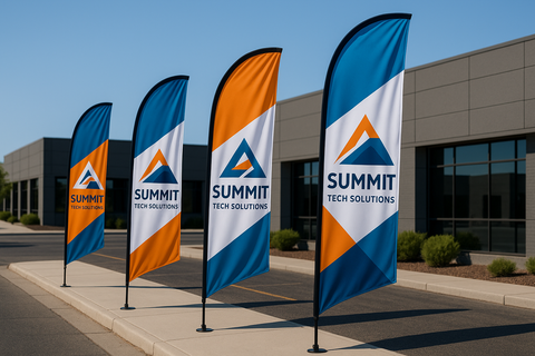 Feather Flags branded with a random company outside