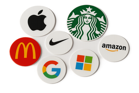 Make them branded stickers with a real company (no stock)