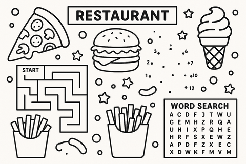 paper placemats (coloring at a resteraunt)