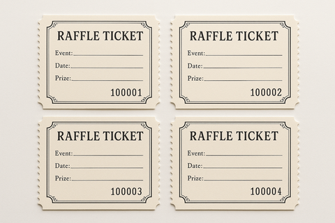 Raffle Tickets with a white background