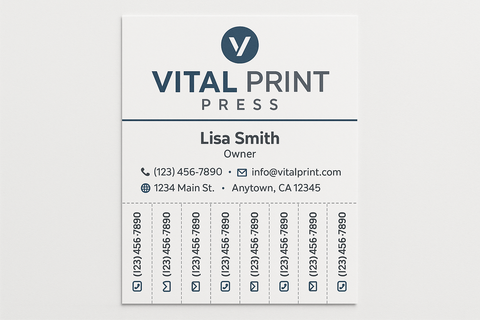 Rip cards for a trade show with a white background