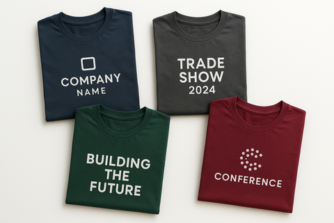T-shirts that are a takehome for a trade show - white background